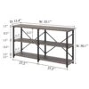 BON AUGURE Rustic Console Table Behind Sofa, Industrial Entryway Table With Storage Shelves, 3 Tier Long Bookshelf For Entry (55 Inch, Dark Grey Oak)