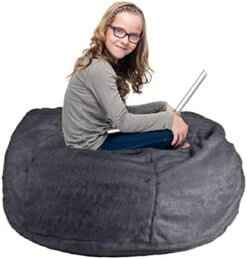 SOXOCE Bean Bag Cover, 6ft, PV Velvet Brown RoundBean Bag Chairs (No Filler) - Comfy Big Bean Bag Chair Covers For Kids, Teens, & Adults - Cover ONLY -Safavieh Furnitue Shop 41JRA7nKlnL. AC