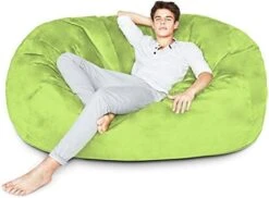 Lumaland Luxurious Giant 7ft Bean Bag Chair With Microsuede Cover - Ultra Soft, Foam Filling, Washable Jumbo Bean Bag Sofa For Kids, Teenagers, Adults - Sack Chair For Dorm, Family Room - Dark Grey -Safavieh Furnitue Shop 41JjePZZS3L. AC