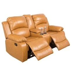 A Ainehome Sectional Recliner Sofa Set Bonded Leather 3 PCS Motion Sofa Loveseat Recliner Couch Manual Reclining Chair With Drop Down Table & Central Console For Living Room (Ginger,3 Piece Set) -Safavieh Furnitue Shop 41Jn3WKOYVL
