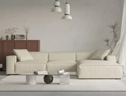 Acanva Modern L-Shaped Deep Sectional Sofa Furniture Set For Living Room Lounge, Minimalist Style Comfy Suedette Upholstery Corner Couch With Chaise, Beige -Safavieh Furnitue Shop 41JuKnuUQsL. AC