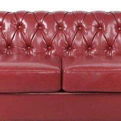 RARZOE 3 Pieces Living Room Furniture Sofa Sets,Modern Faux Leather Chesterfield Sofa&Chesterfield Club Chair&Chesterfield Loveseat Sofas Set With Nailhead Trim Scroll Arms For Living Room,Burgundy -Safavieh Furnitue Shop 41JxN0ObPKL