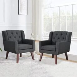 Accent Chair Button-Tufted Upholstered Living Room Chairs Comfy Reading Chair Mid Century Modern Chair With Linen Fabric Lounge Arm Chairs For Living Room Bedroom (Beige) 23 Accent Chair Button-Tufted Upholstered Living Room Chairs Comfy Reading Chair Mid Century Modern Chair With Linen Fabric Lounge Arm Chairs For Living Room Bedroom (Beige) -Safavieh Furnitue Shop 41K3bivE2BL. AC