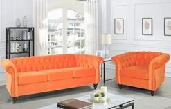 RARZOE 3 Pieces Of Living Room Furniture Sofa Sets, Modern Velvet Chesterfield Sofa&Chesterfield Club Chair&Chesterfield Loveseat Sofas Set With Nailhead Trim Scroll Arms For Living Room(Grey) 21 RARZOE 3 Pieces Of Living Room Furniture Sofa Sets, Modern Velvet Chesterfield Sofa&Chesterfield Club Chair&Chesterfield Loveseat Sofas Set With Nailhead Trim Scroll Arms For Living Room(Grey) -Safavieh Furnitue Shop 41K5Nk3VuQL. AC