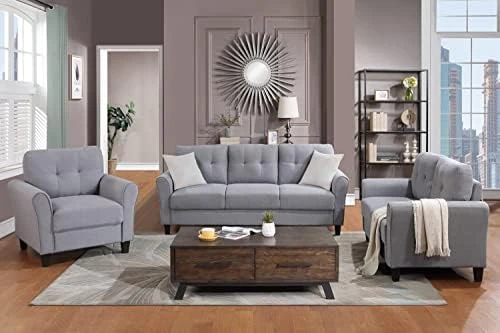 Harper & Bright Designs 3-Piece Living Room Storage Sofa Set With 3-Seat Couch, Loveseat And Single Armchair, Silver Nailhead Trim/Hidden Storage Space Under Seat/Classical Wooden Legs/Beige Fabric 15 Harper & Bright Designs 3-Piece Living Room Storage Sofa Set With 3-Seat Couch, Loveseat And Single Armchair, Silver Nailhead Trim/Hidden Storage Space Under Seat/Classical Wooden Legs/Beige Fabric - Image 15