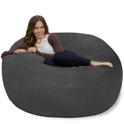 Chill Sack Bean Bag Chair: Giant 4' Memory Foam Furniture Bean Bag - Big Sofa With Soft Micro Fiber Cover - Charcoal -Safavieh Furnitue Shop 41KC2VRvbwL