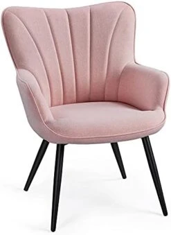 Yaheetech Accent Chair, Modern And Elegant Armchair, Linen Fabric Living Room Chair With Mental Legs And High Back For Living Room Bedroom Office Waiting Room, Pink -Safavieh Furnitue Shop 41KLoRbqyUS. AC