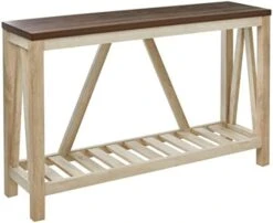 Walker Edison Modern Farmhouse Accent Entryway / Living Room End Table, 52 Inch, Color-Marble And Walnut -Safavieh Furnitue Shop 41KQufO4TyL. AC