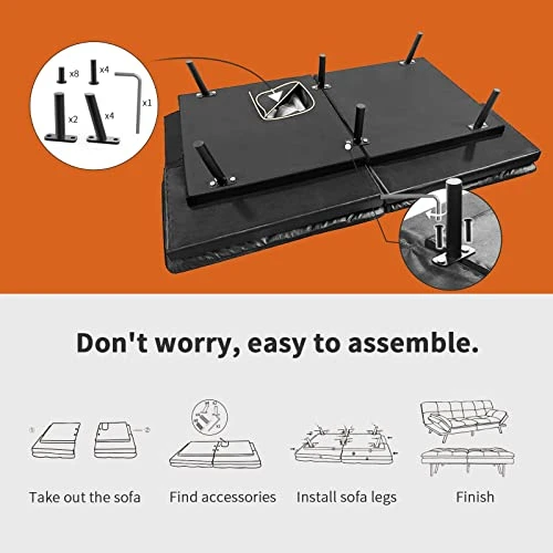 Opoiar Black Faux Leather Futon Sofa Bed Couch,3" Memory Foam Loveseat Sofa Bed,71" L Modern Sleeper Sofa Bed With Covertible Armrests,Small Space Sofa Bed For Living Room,Home Office,Apartment 5 Opoiar Black Faux Leather Futon Sofa Bed Couch,3" Memory Foam Loveseat Sofa Bed,71" L Modern Sleeper Sofa Bed With Covertible Armrests,Small Space Sofa Bed For Living Room,Home Office,Apartment - Image 5