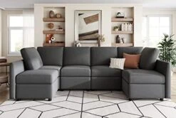 LINSY HOME Modular Sectional Sofa, Convertible U Shaped Sofa Couch With Storage, Memory Foam, Modular Sectionals With Ottomans, 6 Seat Sofa Set With Chaise For Living Room, Grey -Safavieh Furnitue Shop 41Kc4fXZMZL. AC