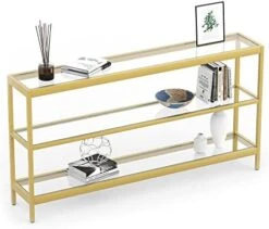 Evajoy Console Table, 55" Entryway Table With 3 Tiers, Open Glass Sofa Table For Living Room, Foyer, Entryway, Bedroom, Hallway -Safavieh Furnitue Shop 41KmmaOWZL. AC