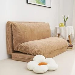 N&V Folding Matress Sofa Bean Bag, Foam Filling Folding Matress Sofa, Includes Removable And Machine Washable Cover, Soft Faux Fur (Pink) -Safavieh Furnitue Shop 41L1Sv0Z1JL. AC