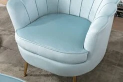 Modern Velvet Accent Chair With Ottoman Set, Upholstered Tufted Barrel Chair Leisure Chair With Footrest And Metal Legs For Living Reading Room Bedroom Office (Light Blue) -Safavieh Furnitue Shop 41LASd6aQUL
