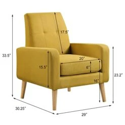 Funkeen Modern Accent Chairs Set Of 2 Living Room Arm Chairs Comfy Upholstered Fabric Chair With Arms Button Tufted Single Sofa Chair For Bedroom Dorm Apartment Office Small Spaces Mustard Yellow -Safavieh Furnitue Shop 41LeytdvPjL