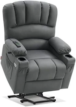 MCombo Electric Power Lift Recliner Chair Sofa With Massage And Heat For Elderly, Extended Footrest, Hand Remote Control, Cup Holders, USB Ports, 2 Side Pockets, Fabric 7095 -Safavieh Furnitue Shop 41M0nNIM8lL. AC