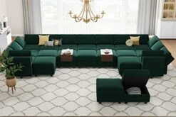 Belffin Modular Large Sectional Sofa With Storage Seat Oversized U Shaped Couch With Reversible Chaise Modular Sofa Set With Ottoman Velvet Green 12 Belffin Modular Large Sectional Sofa With Storage Seat Oversized U Shaped Couch With Reversible Chaise Modular Sofa Set With Ottoman Velvet Green -Safavieh Furnitue Shop 41M7VqzZ0lL