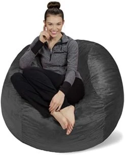 Sofa Sack - Plush, Ultra Soft Bean Bag Chair - Memory Foam Bean Bag Chair With Microsuede Cover - Stuffed Foam Filled Furniture And Accessories For Dorm Room - Charcoal 4' -Safavieh Furnitue Shop 41MJmibRUCL. AC