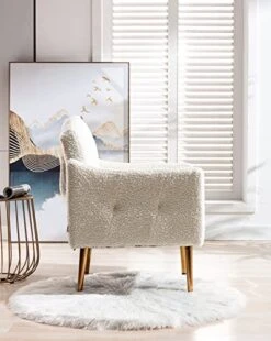 KINFFICT Modern Accent Chair, Upholstered Single Sofa Arm Chair For Living Room And Bedroom, Upholstered Comfy Armchair Chair With Solid Tapered Metal Legs, White 20 KINFFICT Modern Accent Chair, Upholstered Single Sofa Arm Chair For Living Room And Bedroom, Upholstered Comfy Armchair Chair With Solid Tapered Metal Legs, White -Safavieh Furnitue Shop 41MSYm2v8sL