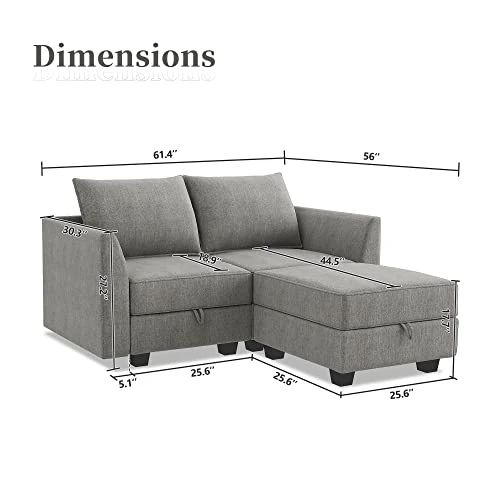 HONBAY Reversible Sectional Sofa With Chaise Modern Fabric Modular Sofa Couch With Ottoman L Shaped Couch With Storage Seat For Small Space, Grey 2 HONBAY Reversible Sectional Sofa With Chaise Modern Fabric Modular Sofa Couch With Ottoman L Shaped Couch With Storage Seat For Small Space, Grey - Image 2