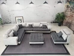 Stendmar 5pc Reversible Modern 2 Tone Grey Microfiber Big Sectional Sofa Set S150D-LG -Safavieh Furnitue Shop 41NCBOoAP8L
