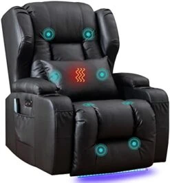SAMERY Electric Power Recline Chair Loveseat RV Sofa With Console + Single Massage Recliner Chairs, Double Recliner 2-Seater RV Couch Home Theater Seating With USB Charging/Lighting/Cup Holders -Safavieh Furnitue Shop 41ND9feuB4L. AC