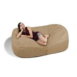 Jaxx 7 Foot Giant Bean Bag Sofa, Camel -Safavieh Furnitue Shop 41NFeQ21azL