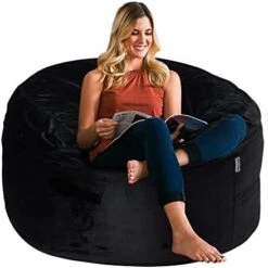 HABUTWAY Bean Bag Chair: Giant 4' Memory Foam Furniture Bean Bag Chairs For Adults With Microfiber Cover - 4Ft, Grey -Safavieh Furnitue Shop 41NZKWT1gpL. AC
