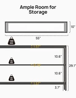 Evajoy Console Table, 55" Entryway Table With 3 Tiers, Open Glass Sofa Table For Living Room, Foyer, Entryway, Bedroom, Hallway -Safavieh Furnitue Shop 41NjPObra8L
