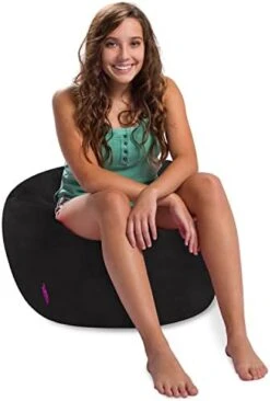 Posh Creations Structured Comfy Bean Bag Chair For Gaming, Reading, And Watching TV, 100in Round Classic Bean Bag, Rabbit Fur - Gray -Safavieh Furnitue Shop 41Nr6k4oRbL. AC