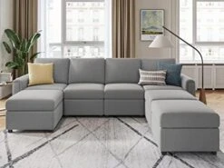 LINSY HOME Modular Sectional Sofa, Convertible U Shaped Sofa Couch With Storage, Memory Foam, Modular Sectionals With Ottomans, 6 Seat Sofa Set With Chaise For Living Room, Grey -Safavieh Furnitue Shop 41Nzsmk3qVL. AC