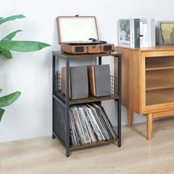 Honkazita Record Player Stand, Vinyl Record Storage Table With 2-Tier Record Player Cabinet For Albums, Vinyl Storage End Table Turntable Stand Record Display Table For Bedroom Living Room, Brown -Safavieh Furnitue Shop 41O6gyDsPIL