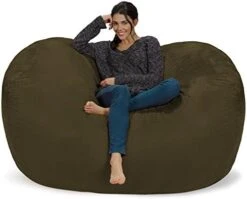 Chill Sack Bean Bag Chair: Huge 6' Memory Foam Furniture Bag And Large Lounger - Big Sofa With Soft Micro Fiber Cover - Royal Blue -Safavieh Furnitue Shop 41OgGHJhRKL. AC