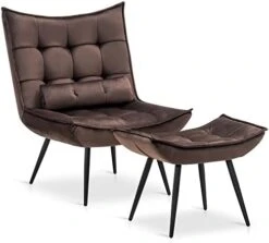 MCombo Accent Chair With Ottoman, Velvet Modern Tufted Wingback Club Chair, Upholstered Leisure Chairs With Metal Legs For Bedroom Living Room 4079 (Burgundy) -Safavieh Furnitue Shop 41OmppXtVPL. AC