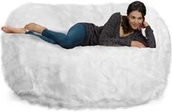 Chill Sack Bean Bag Chair: Huge 6' Memory Foam Furniture Bag And Large Lounger - Big Sofa With Soft Micro Fiber Cover - Royal Blue -Safavieh Furnitue Shop 41PDyAxG3CL. AC