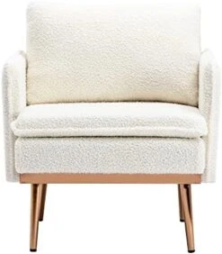 HOMEFUN Accent Chair Set Of 2, Velvet Wingback Armchair Modern Upholstered Single Sofa With Metal Legs For Living Room Bedroom Nursery, Beige -Safavieh Furnitue Shop 41PGilpx0QL. AC