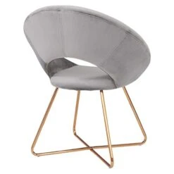 Duhome Modern Accent Velvet Chairs Dining Chairs Single Sofa Comfy Upholstered Arm Chair Living Room Furniture Mid-Century Leisure Lounge Chairs With Golden Metal Frame Legs Set Of 2 Grey -Safavieh Furnitue Shop 41PHP5RwvSL