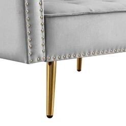 NOSGA Sectional Sleeper Sofa Couch Bed, Velvet L-Shaped Convertible Tufted Couch With Chaise Lounge, Rolled Arm Upholstered Nailhead Chesterfield Sofa With Movable Ottoman For Living Room(Grey) -Safavieh Furnitue Shop 41PUrS4rbKL