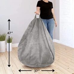 Delmach Bean Bag Chair Cover (No Filler) | Bird's Nest Shape | Adult Size | Microsuede | Stuffed Animal Storage For Kids Or Memory Foam| Double Stitched | Durable Zipper | Soft Premium -Safavieh Furnitue Shop 41Pe1v7pXVL