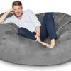 Lumaland Luxury Microsuede Outer Cover For Bean Bags Machine Washable 6-Foot Bean Bag Cover With Inlay In Dark Grey Cover And Inlay ONLY