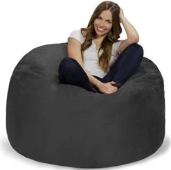 Chill Sack Bean Bag Chair: Giant 4' Memory Foam Furniture Bean Bag - Big Sofa With Soft Micro Fiber Cover - Charcoal -Safavieh Furnitue Shop 41PjuW3sFeL. AC