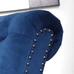 ONPNO Tufted Velvet Chaise Lounge Indoor, Leisure Accent Chair Upholstered Couch With Toss Pillow For Bedrooom Living (Blue) -Safavieh Furnitue Shop 41PvJdTpFIL