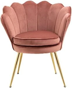 ZJhome Modern Accent Velvet Chairs Set Of 2 Comfy Upholstered Vanity Chairs For Bedroom Shell-Shaped Armchair Dining Chairs With Golden Metal Legs Desk Chair Makeup Chairs For Living Room(Beige) -Safavieh Furnitue Shop 41QcXs un3L. AC
