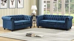 Best Master Furniture Venice Mid-Century Tufted Velvet 2 Pcs Living Room Sofa & Loveseat Set, Navy Blue 5 Best Master Furniture Venice Mid-Century Tufted Velvet 2 Pcs Living Room Sofa & Loveseat Set, Navy Blue -Safavieh Furnitue Shop 41QiJv55izL. AC