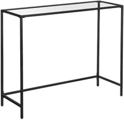 VASAGLE 39.4 Inches Console Table, Tempered Glass Sofa Table, Modern Entryway Table, Metal Frame, Easy To Assemble, Adjustable Feet, For Living Room, Hallway, Black ULGT026B01 -Safavieh Furnitue Shop 41R5308FhiL. AC