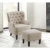 Rosevera Ember Accent, Mid Century Modern Chair For Living Ottoman Comfy Seat,Tub Sofa For Bedroom Reading Room, Standard, Linen Beige