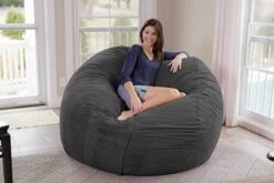 Chill Sack Bean Bags Large Bean Bag, 7-Feet, Charcoal Micro Suede -Safavieh Furnitue Shop 41RJpRUH7rL