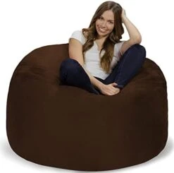 Chill Sack Bean Bag Chair: Giant 4' Memory Foam Furniture Bean Bag - Big Sofa With Soft Micro Fiber Cover - Charcoal -Safavieh Furnitue Shop 41RM7IuXzeL. AC