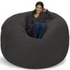 Chill Sack Bean Bag Chair: Giant 6' Memory Foam Furniture Bean Bag - Big Sofa With Soft Micro Fiber Cover, Grey Furry
