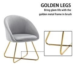 Altrobene Mid-Century Accent Chairs Set Of 2, Velvet Dinging Chair, Living Room Bedroom Chair Set, Golden Finished, Grey -Safavieh Furnitue Shop 41RNozJsCDL