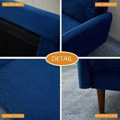 INSTORY Modern Sofa Set Velvet Sofa & Loveseat Set 2 Piece Tufted Couch Set With Wooden Legs For Living Room, Office - Space Blue -Safavieh Furnitue Shop 41RdO0M89TL